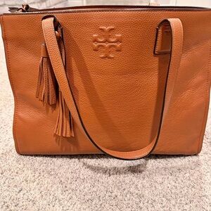 Tory Burch Brown Leather Tote with Tassels
